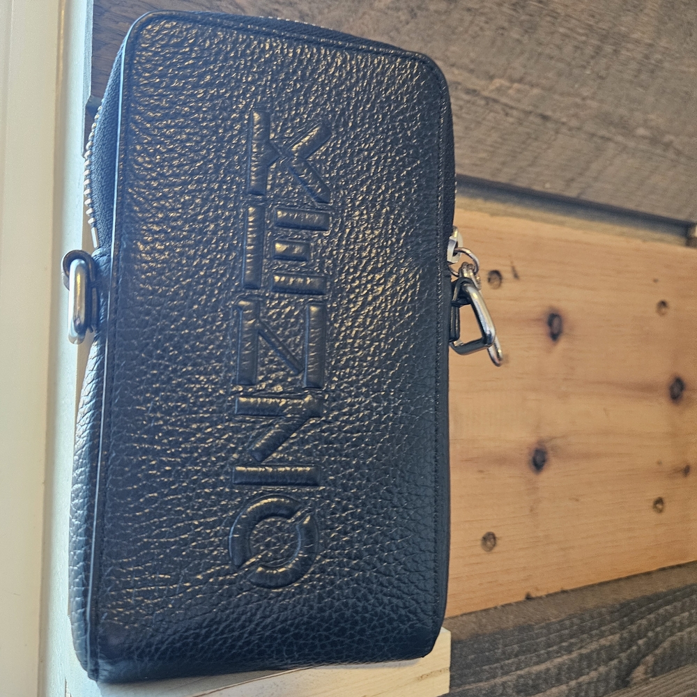 Kenzo Black Leather Phone Bag